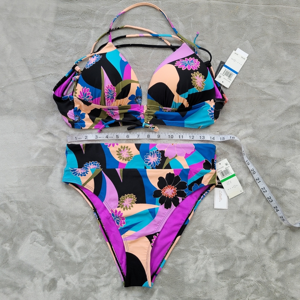 Salt & Cove Womens Floral‎ Bathing Suit Bikini L/XL Tropical Beach Pool Padded